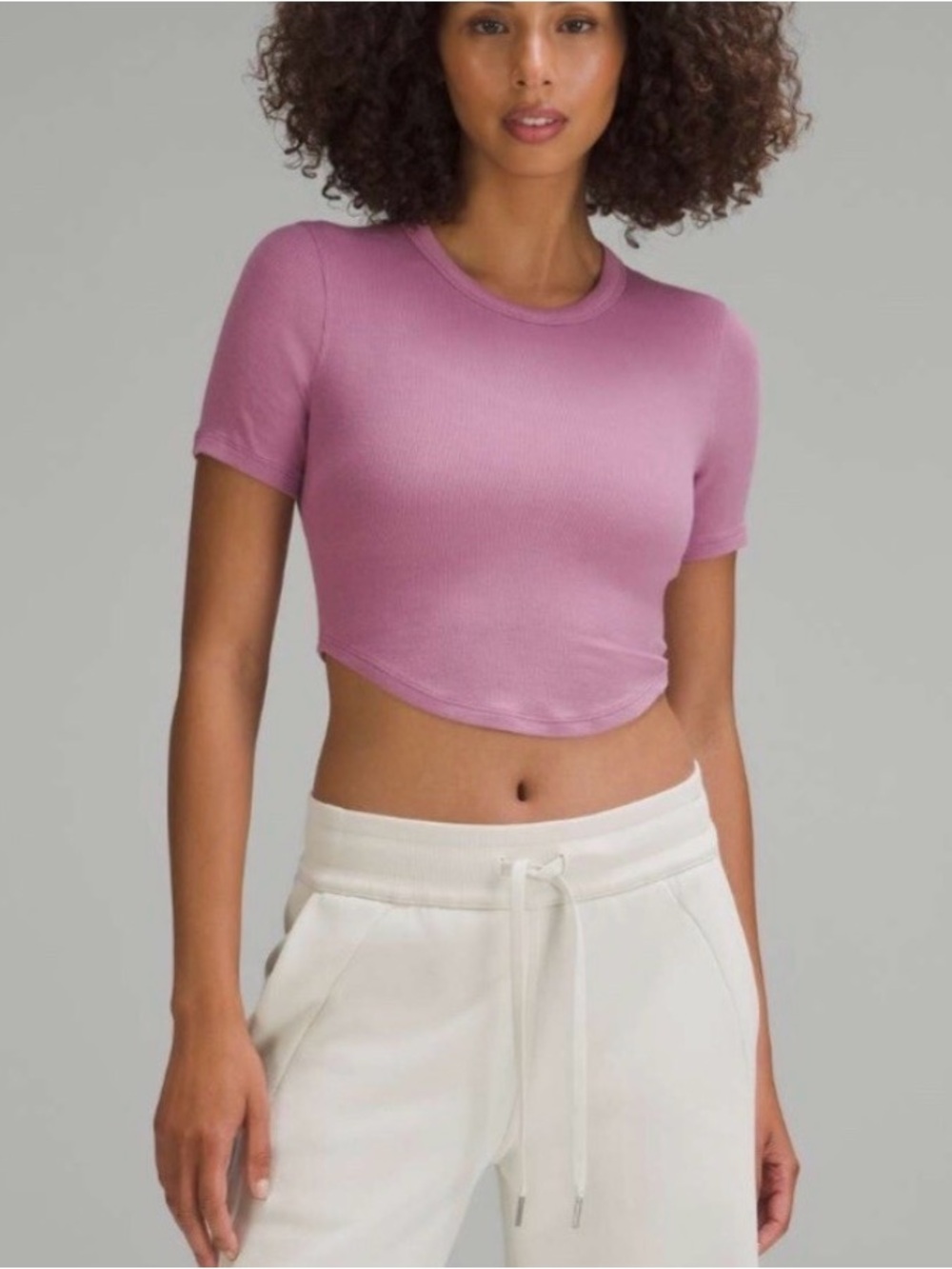 Lululemon Hold Tight Cropped Short Sleeve in velvet dust pink